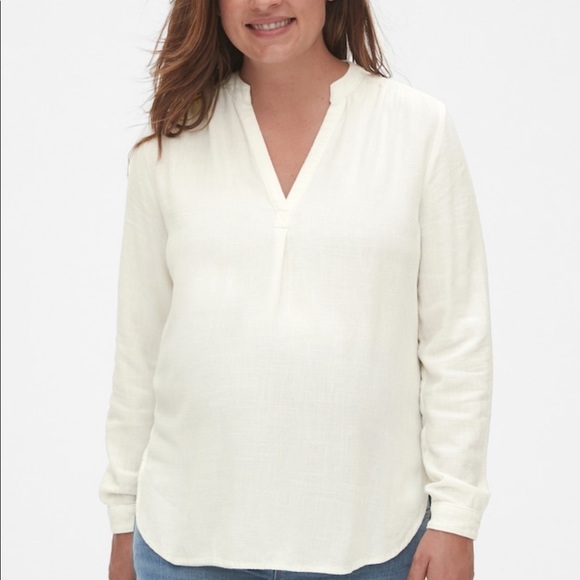NWT GAP Maternity Split Neck Popover Shirt Small - Picture 2 of 4
